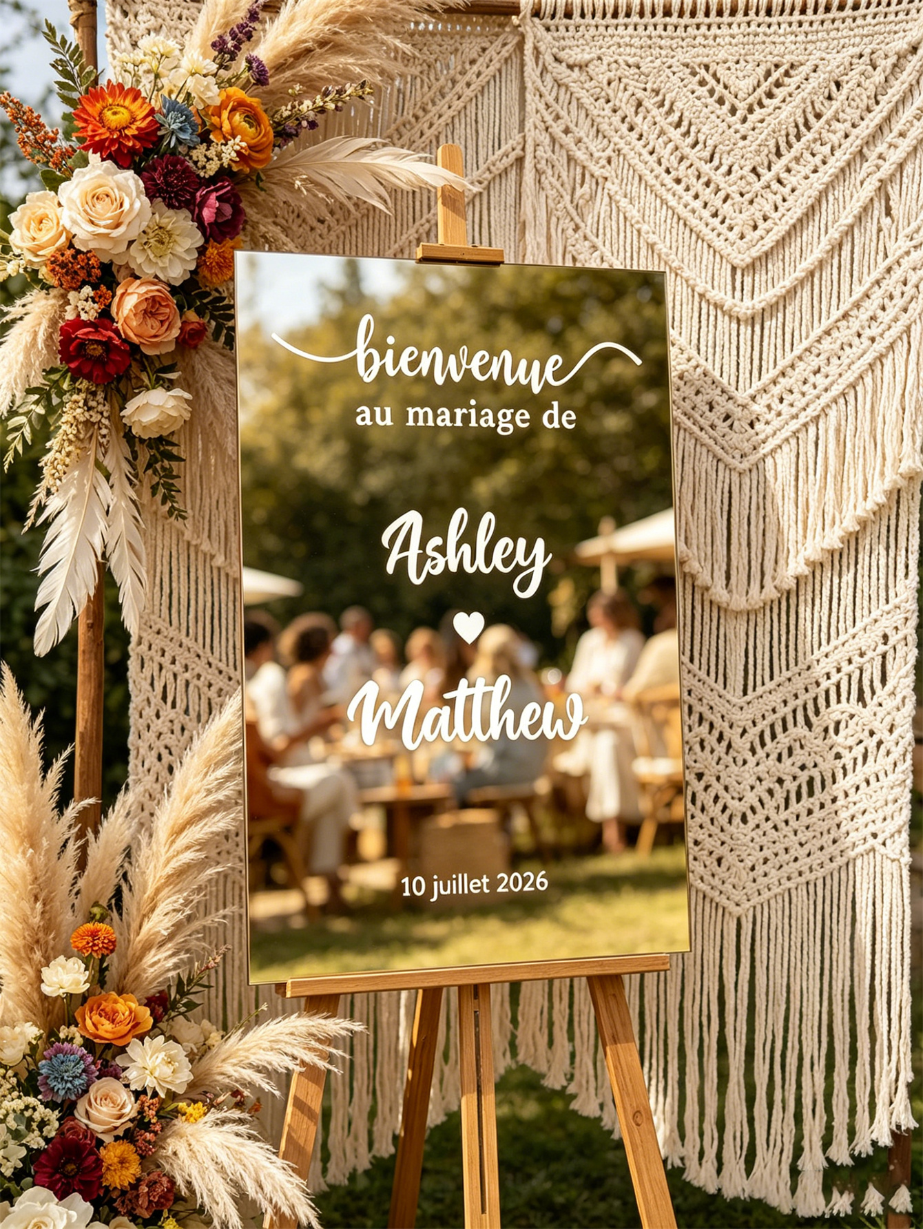 Mirror acrylic welcome signs, golden mirror wedding direction signs, custom wedding direction signs, ceremony welcome signs
